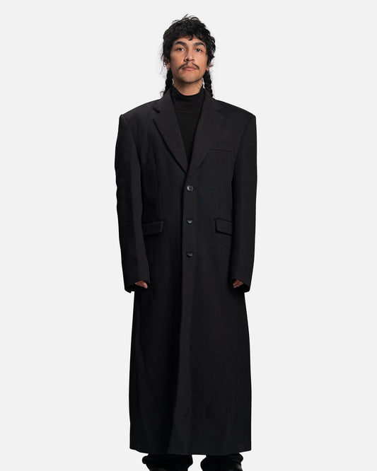VETEMENTS Men's Coat Boxy Single Breasted Molton Tailored Coat in Black