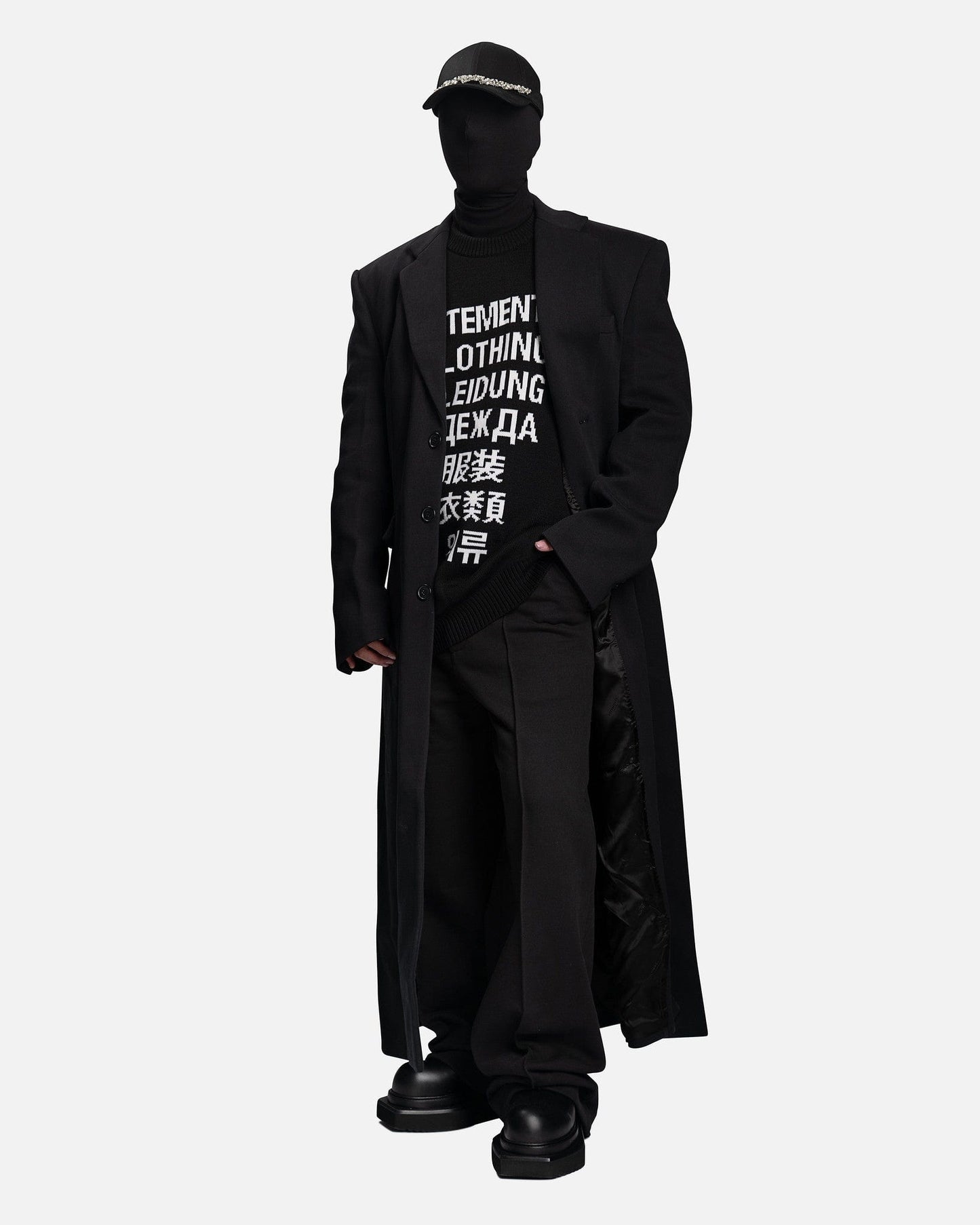 VETEMENTS Men's Coat Boxy Single Breasted Molton Tailored Coat in Black