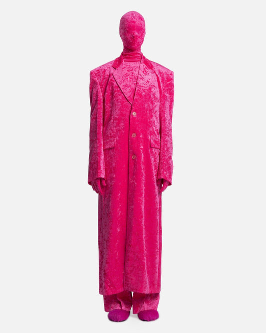 VETEMENTS Women Jackets Boxy Single Breasted Velvet Tailored Coat in Pink