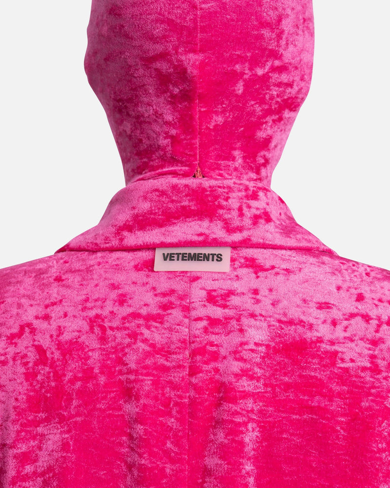 VETEMENTS Women Jackets Boxy Single Breasted Velvet Tailored Coat in Pink