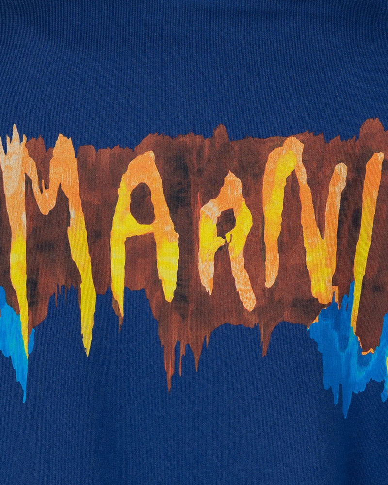 Marni Brushed Logo Hoodie in Ocean