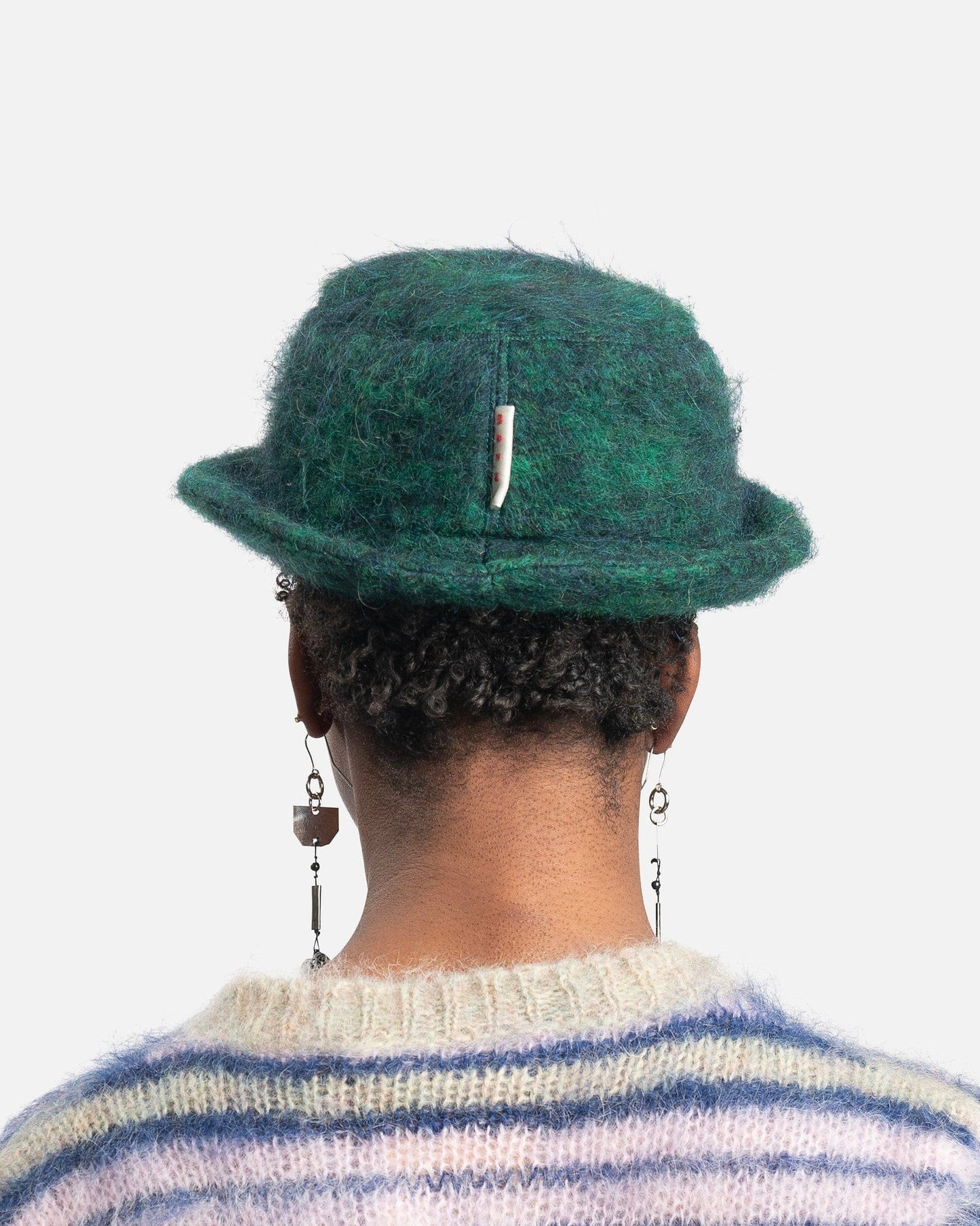 Marni Men's Hats Brushed Wool Check Hat in Gazebo