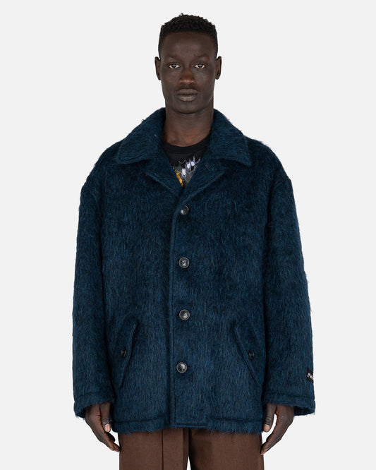Marni Men's Jackets Brushed Wool Coat in Ink