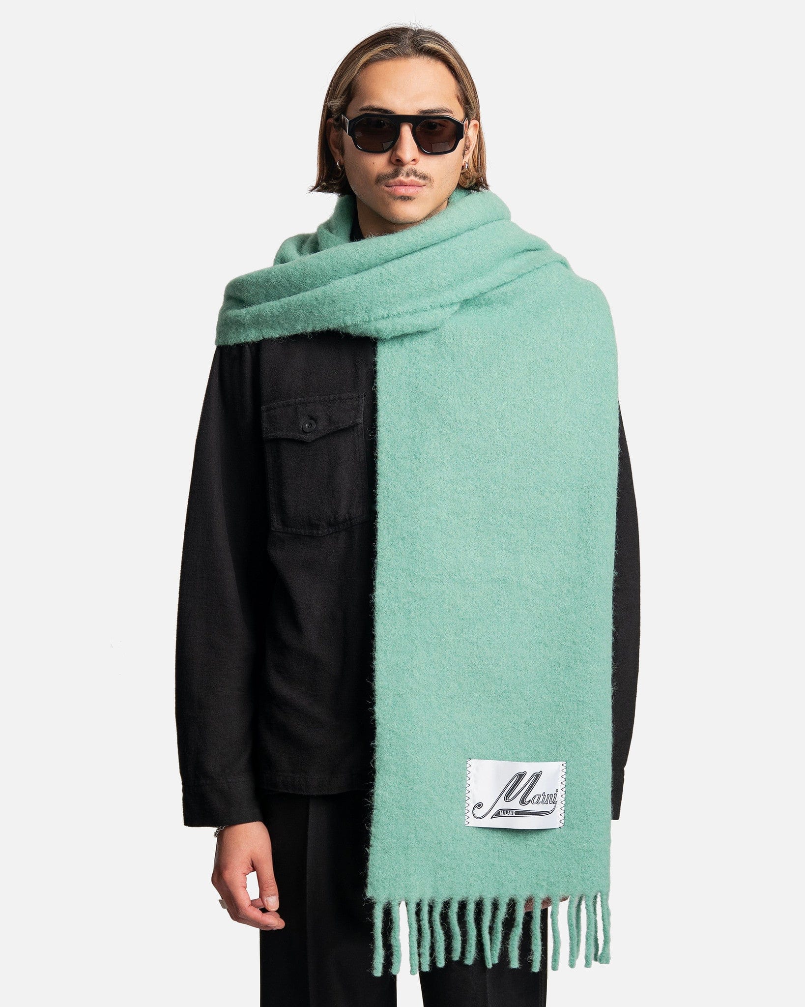 Marni Scarves Brushed Wool Scarf in Spring Green