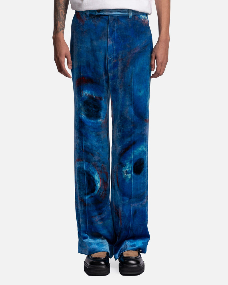 Marni Men's Pants 'Buchi Blu' Velvet Trousers in Cobalt