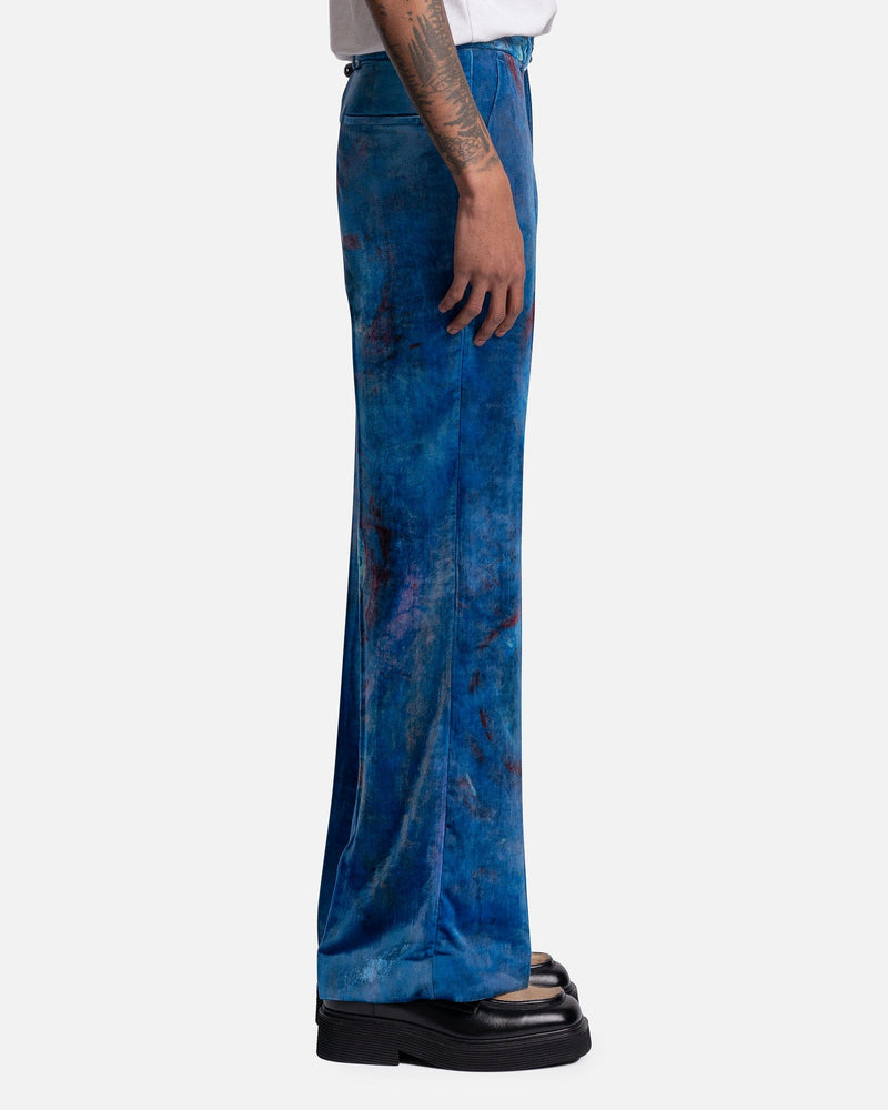 Marni Men's Pants 'Buchi Blu' Velvet Trousers in Cobalt
