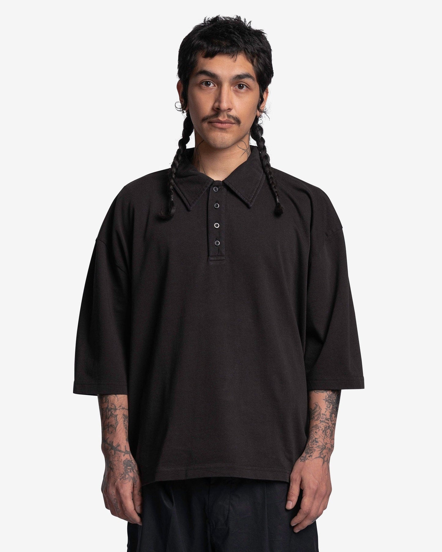Willy Chavarria Men's Shirts Buffalo Golf Polo in Solid Black