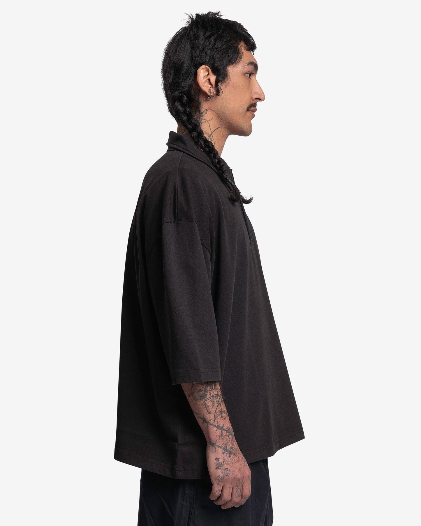 Willy Chavarria Men's Shirts Buffalo Golf Polo in Solid Black