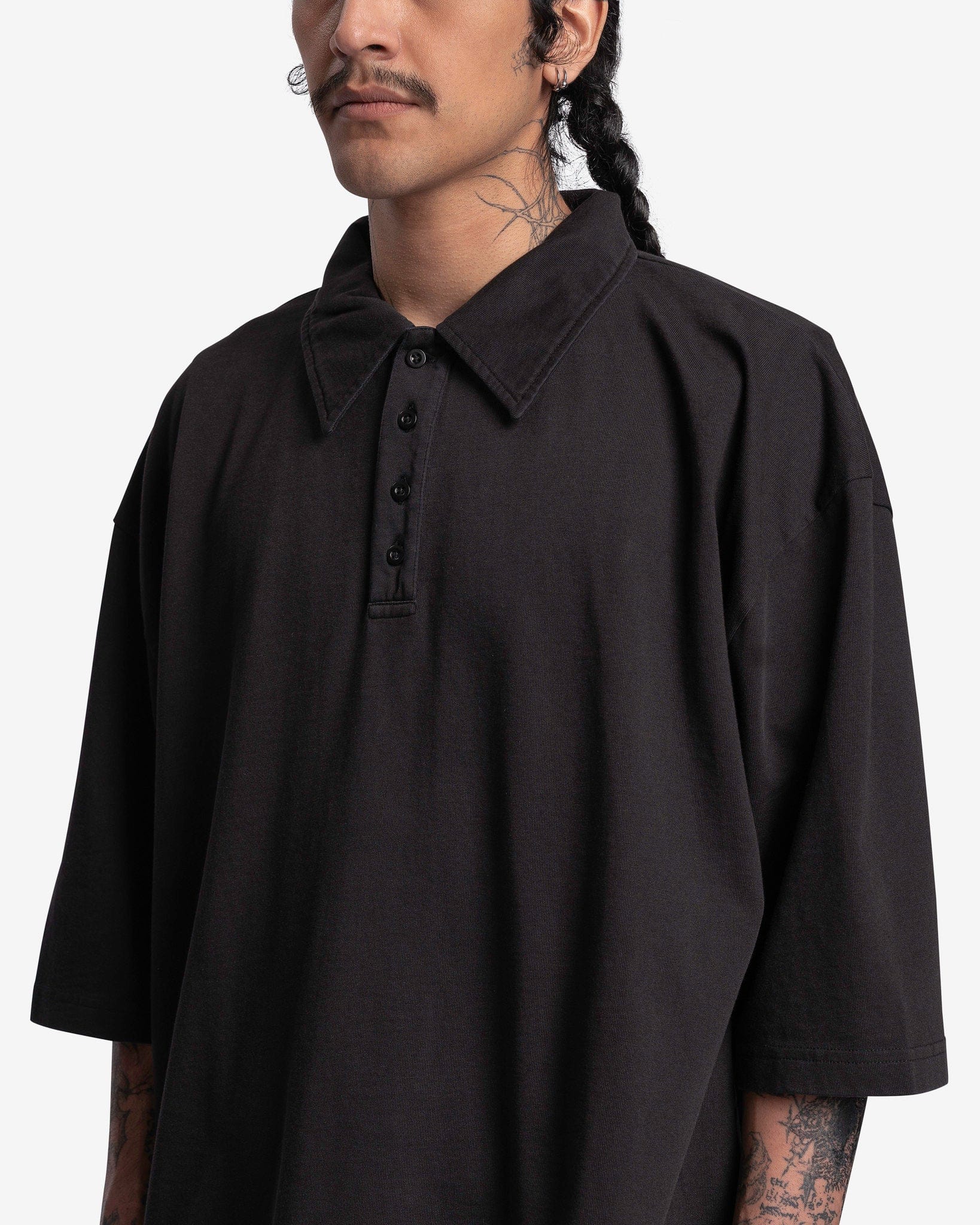 Willy Chavarria Men's Shirts Buffalo Golf Polo in Solid Black