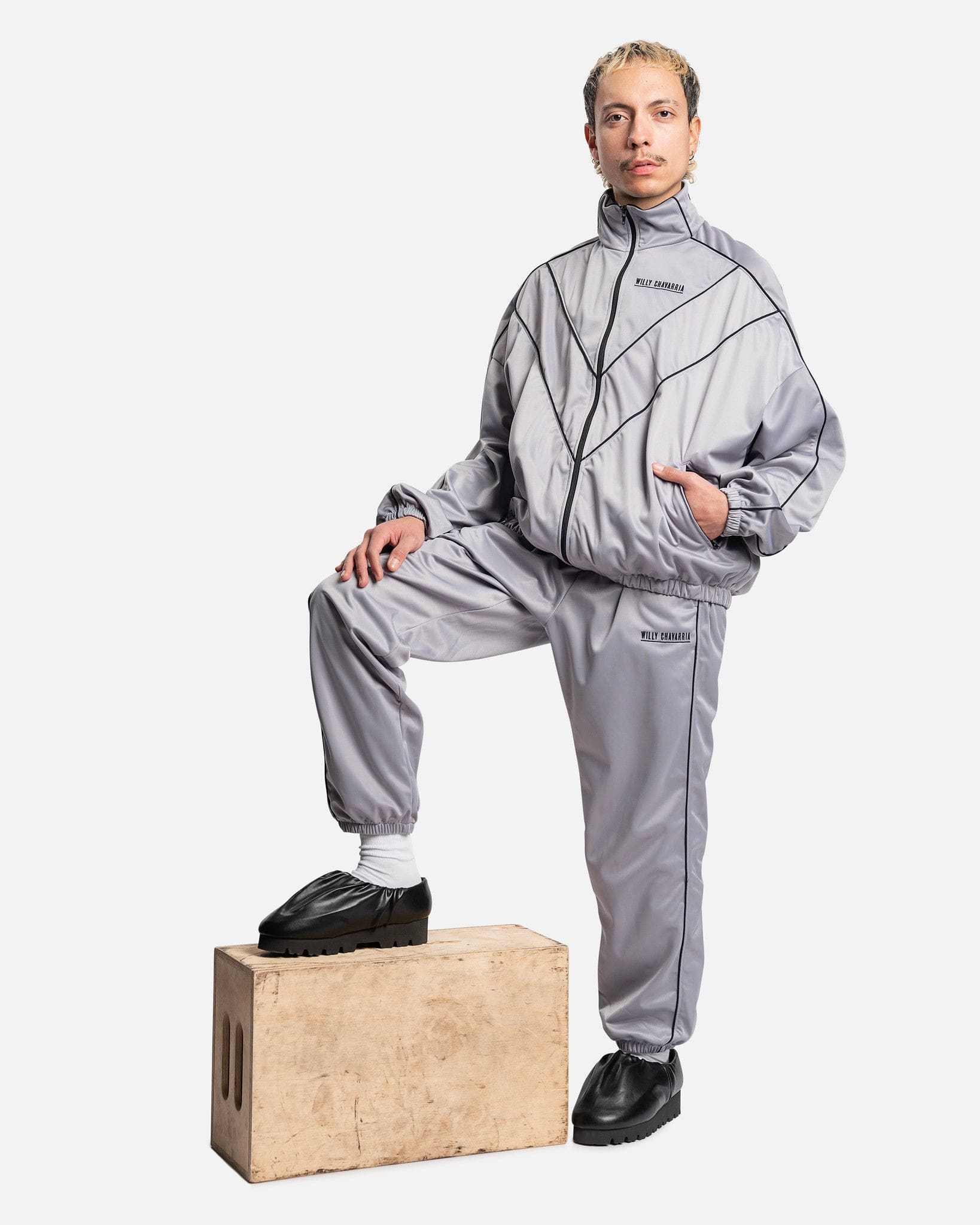 Willy Chavarria Men's Jackets Buffalo Track Jacket in Grey