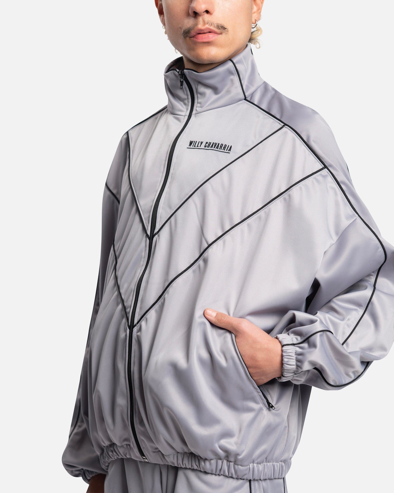 Willy Chavarria Men's Jackets Buffalo Track Jacket in Grey