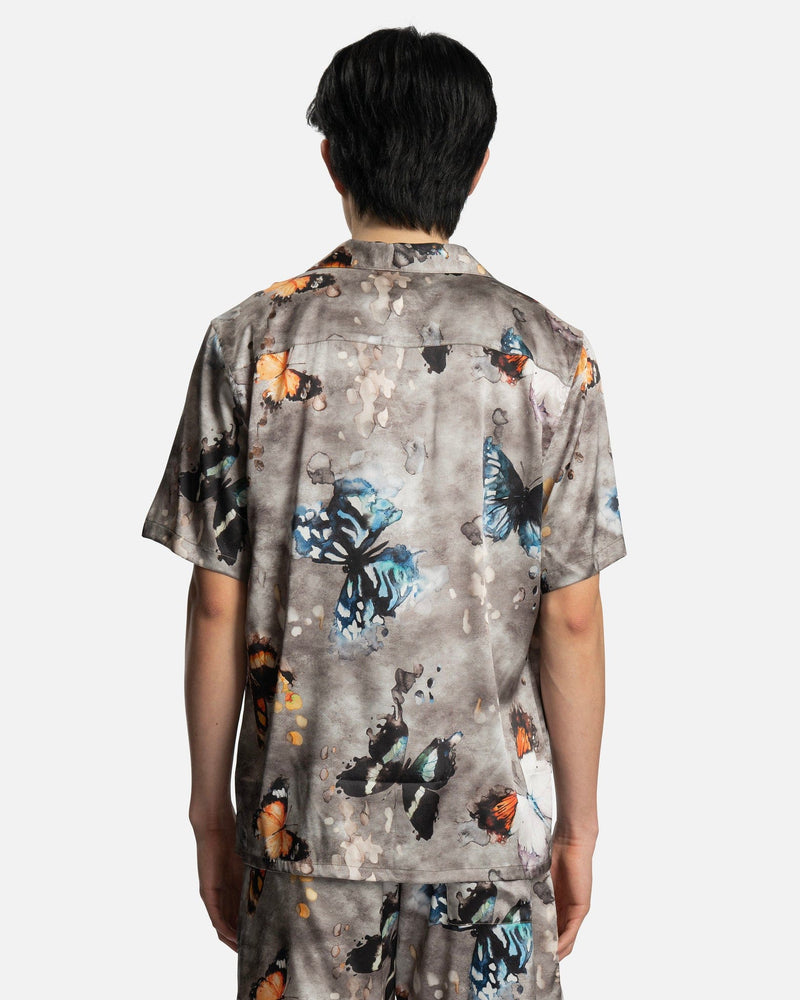 Nahmias Men's Shirts Butterfly Silk S/S Button Down in Butterfly Gray