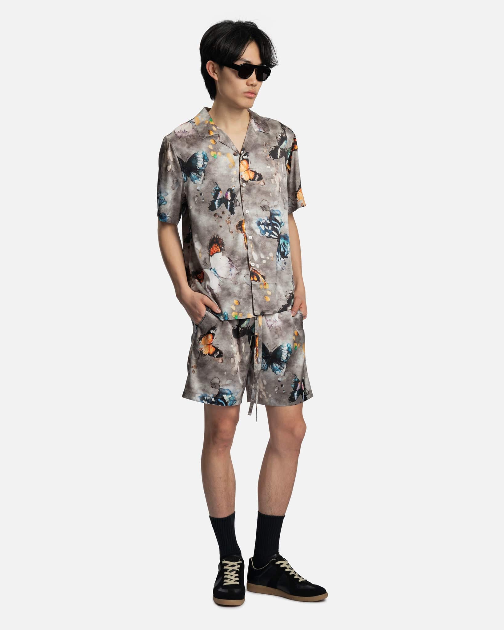 Nahmias Men's Shirts Butterfly Silk S/S Button Down in Butterfly Gray