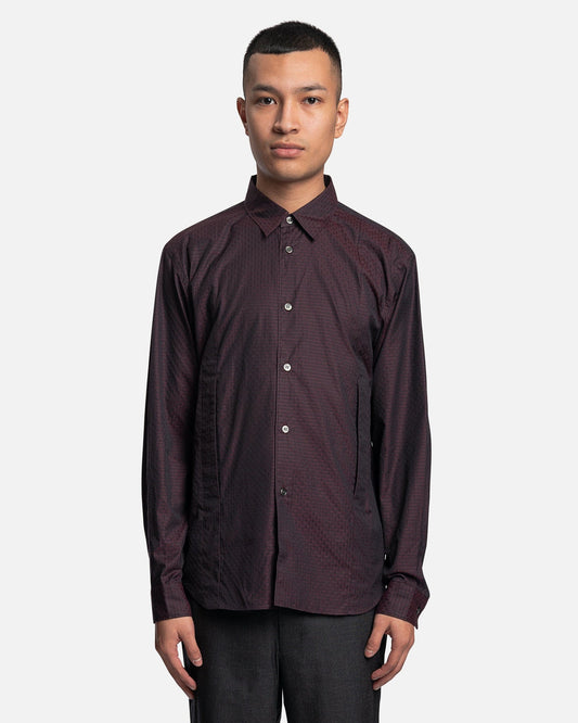Comme des Garcons Homme Deux Men's Shirts Button-Up Long Sleeve in Wine Red
