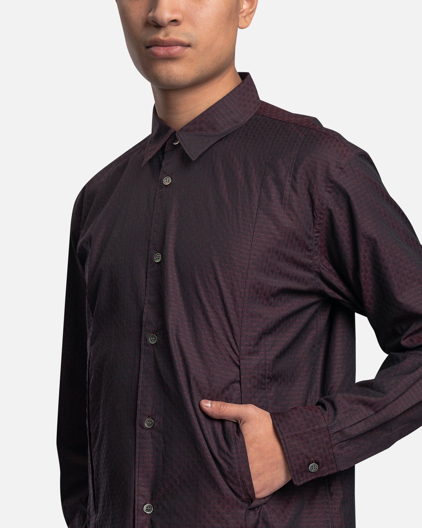 Comme des Garcons Homme Deux Men's Shirts Button-Up Long Sleeve in Wine Red