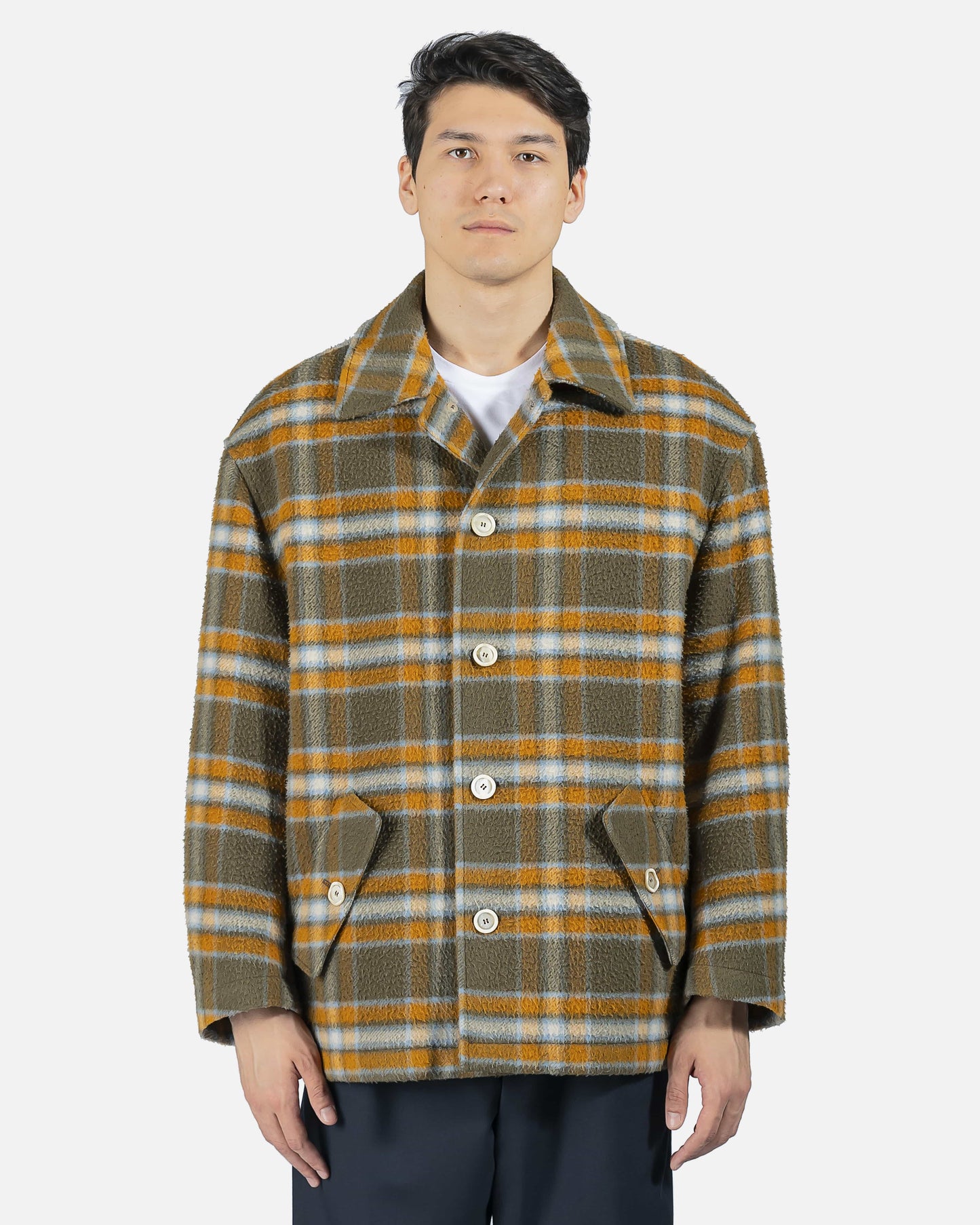 Marni Men's Jackets Button-Up Shirt Jacket in Wool Check