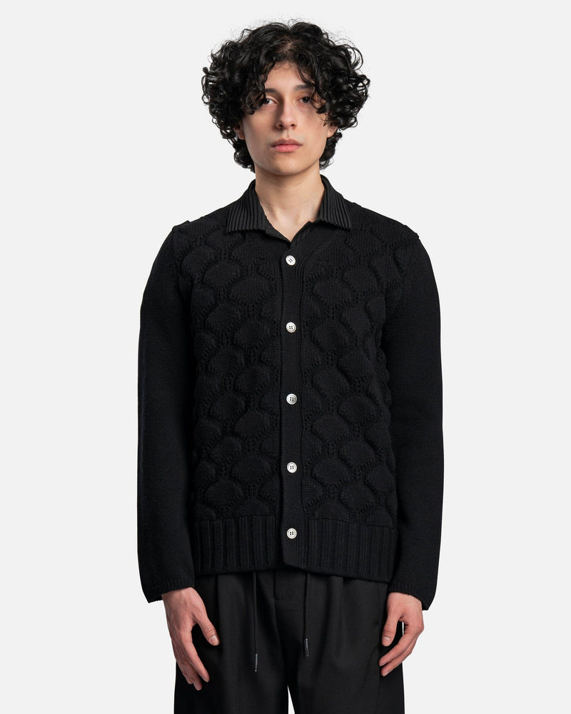 Comme des Garcons Homme Deux Men's Sweater Button Up Wool Cardigan in Black