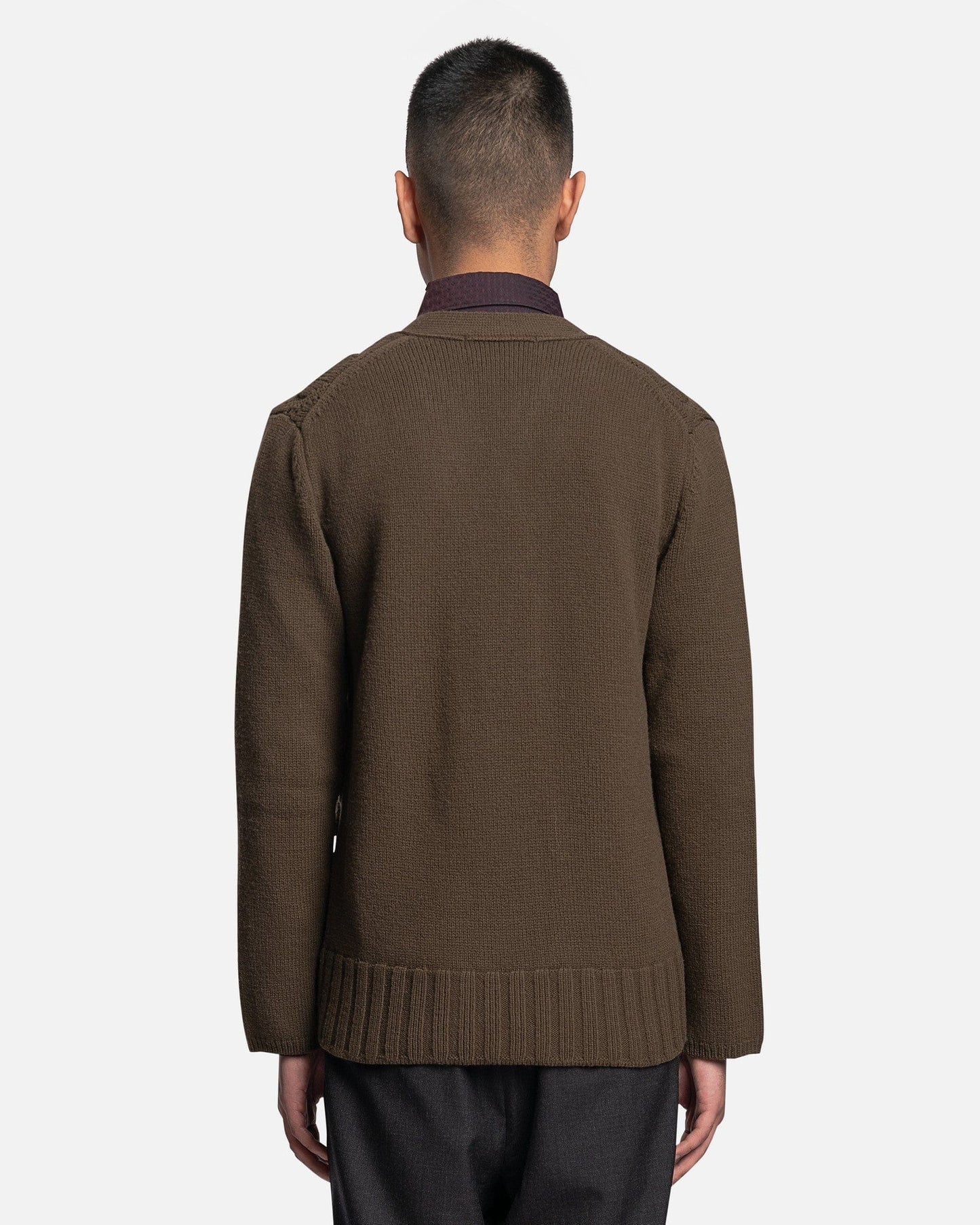 Comme des Garcons Homme Deux Men's Sweater Button Up Wool Cardigan in Khaki