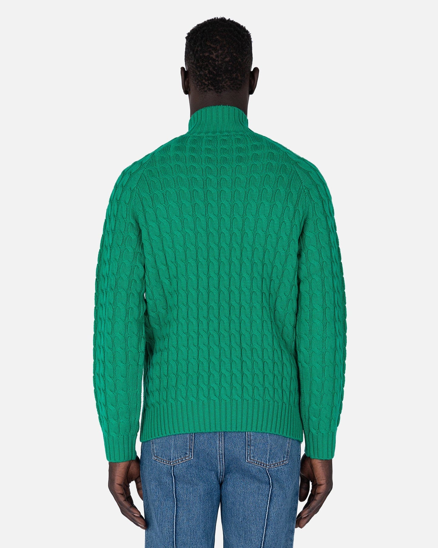 JW Anderson mens sweater Cable Knit Henley Jumper in Green