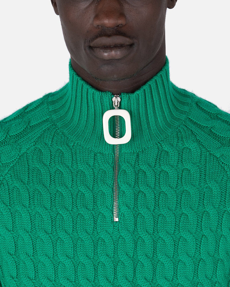 JW Anderson mens sweater Cable Knit Henley Jumper in Green