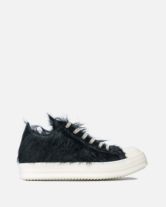 Rick Owens Men's Shoes Calf Hair Low Ramones in Black/Milk