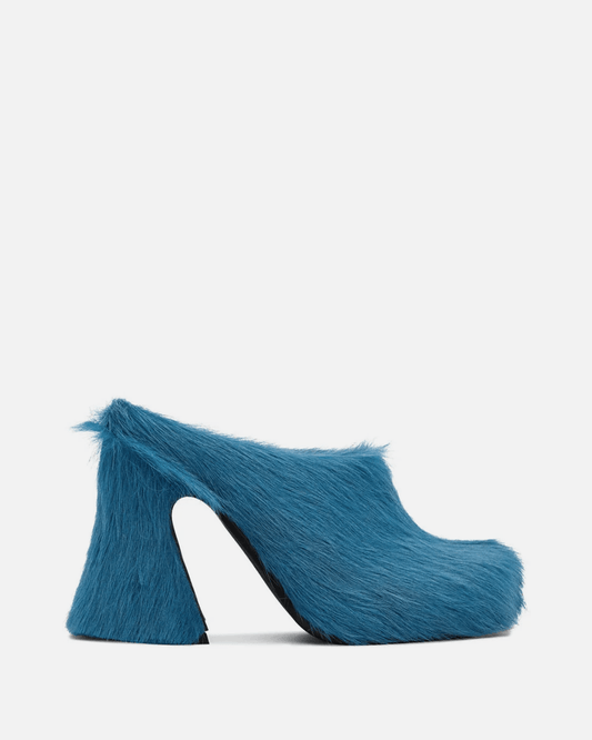 Marni Women Heels Calf-Hair Sabot Heel in Mineral Blue