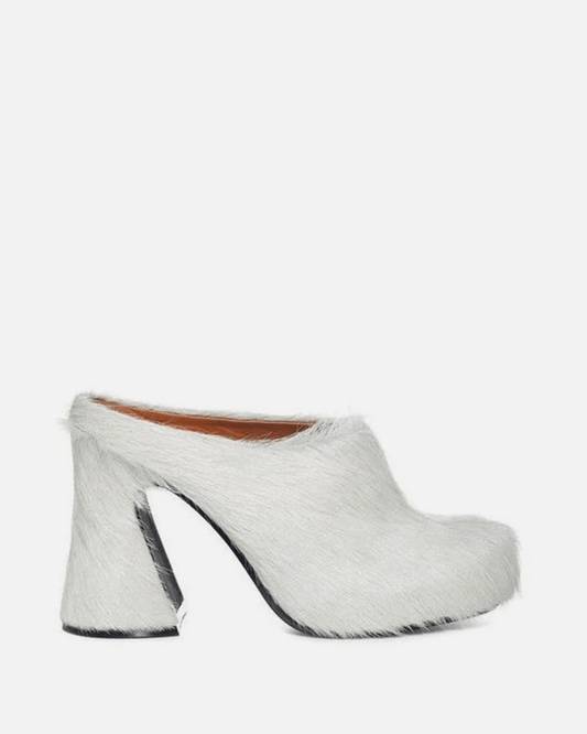 Marni Women Heels Calf-Hair Sabot Heel in Natural White