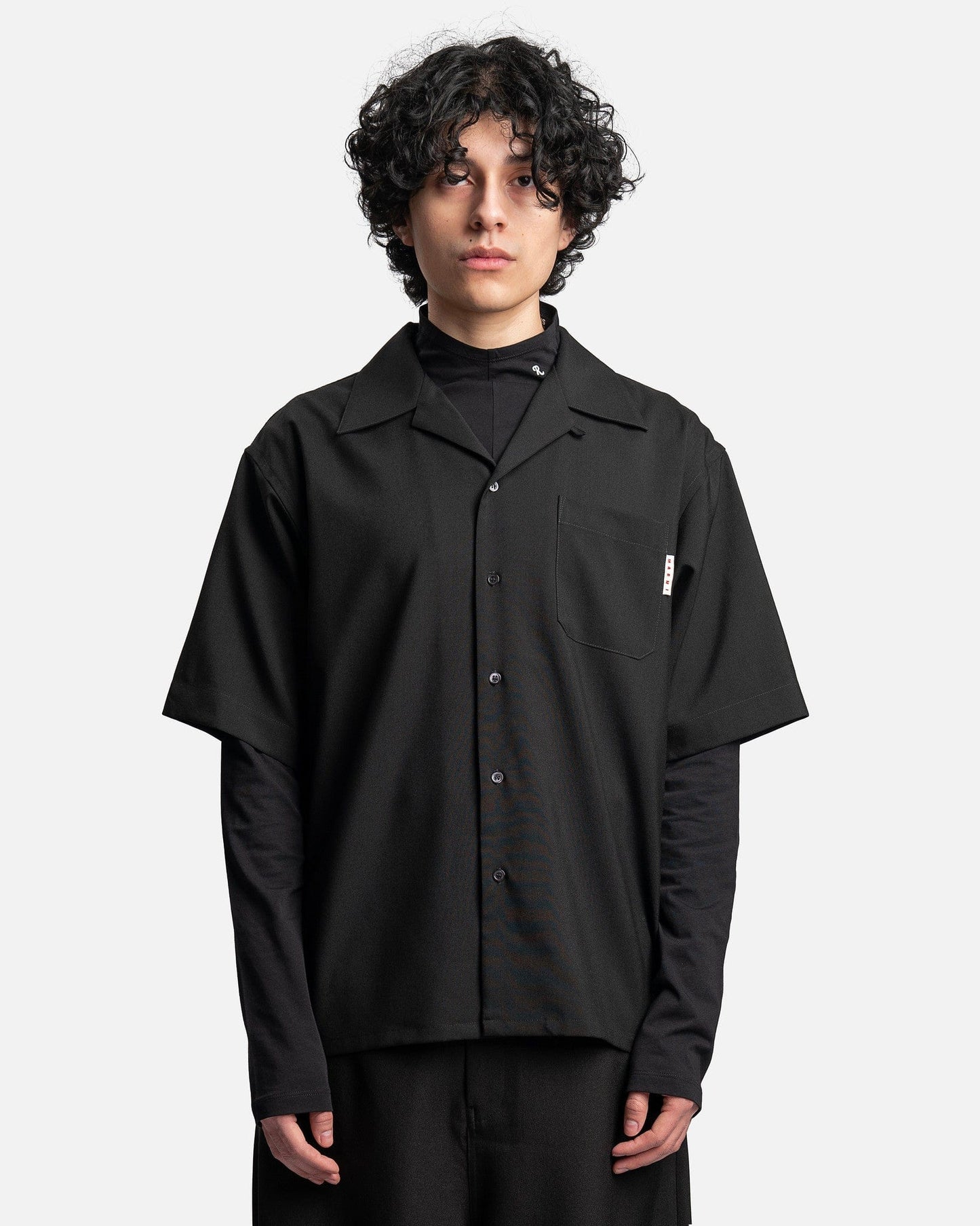 Marni Men's Shirts Camicia Tropical Wool Shirt in Black