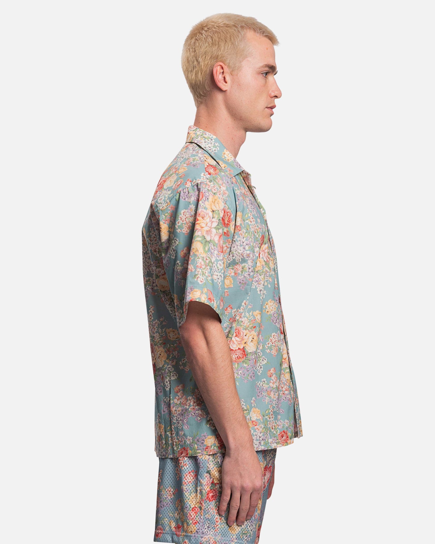 John Elliott Men's Shirts Camp Shirt in Blue Tuscan Floral