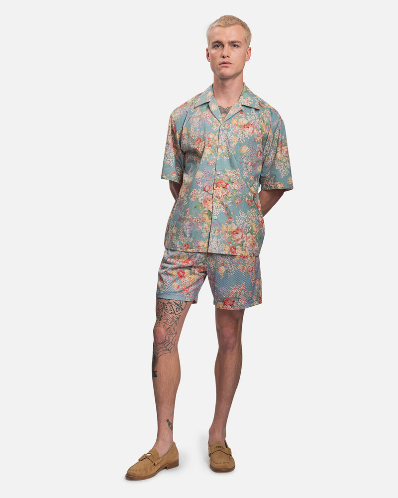 John Elliott Men's Shirts Camp Shirt in Blue Tuscan Floral