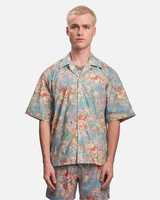 John Elliott Men's Shirts Camp Shirt in Blue Tuscan Floral