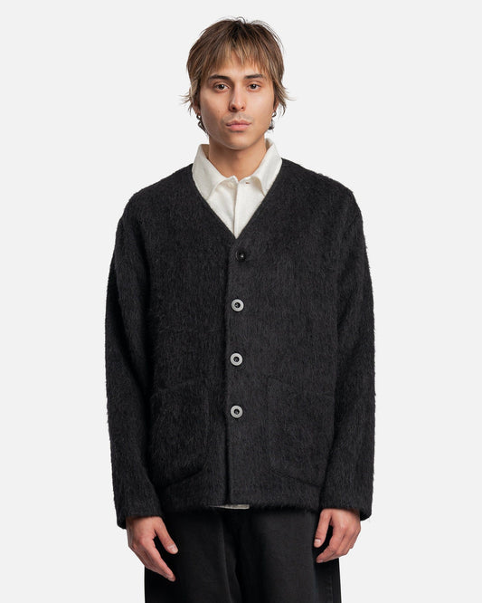 Our Legacy Men's Sweater Cardigan in Black Mohair