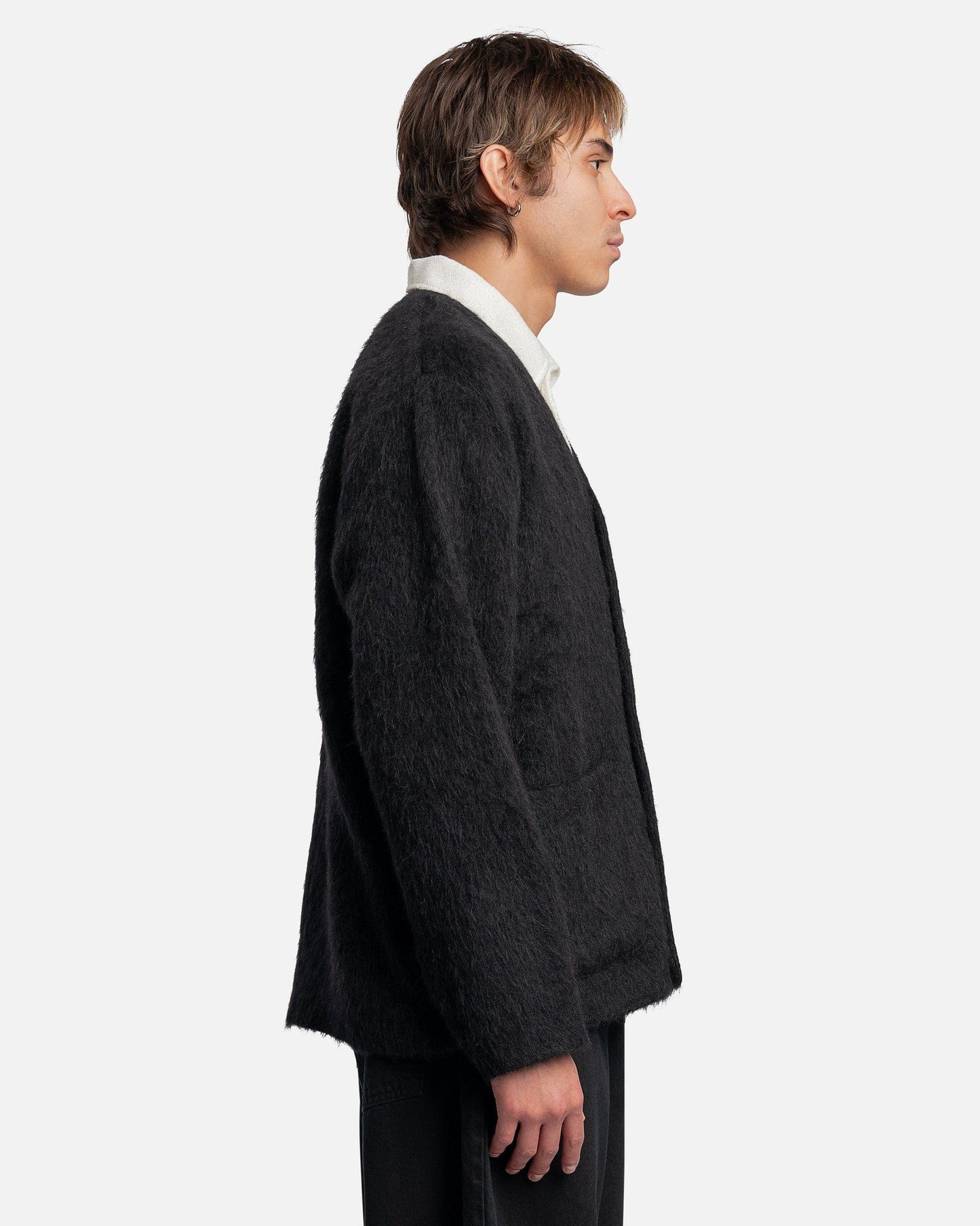 Our Legacy Men's Sweater Cardigan in Black Mohair