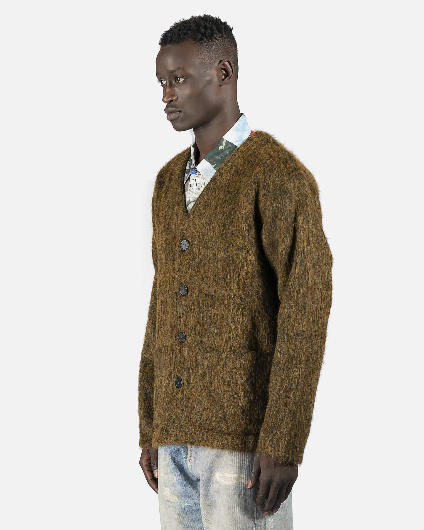 Our Legacy mens sweater Cardigan in Olive