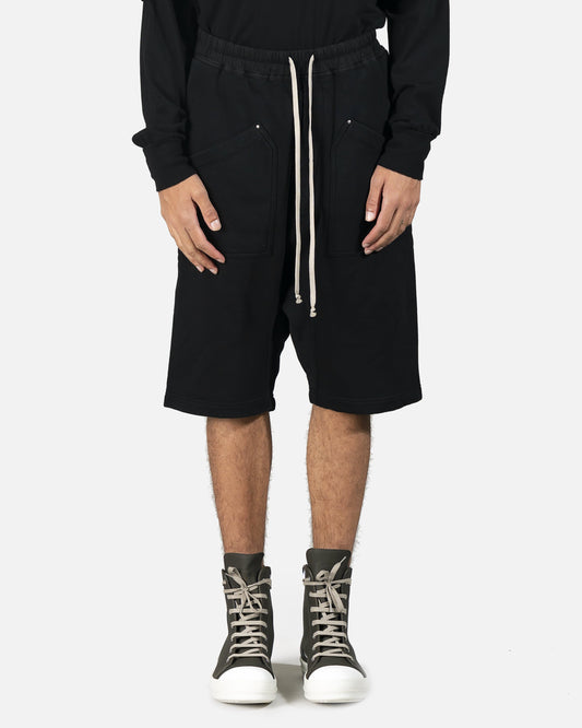 Rick Owens DRKSHDW Men's Shorts Cargo Drawstring Pod Shorts in Black