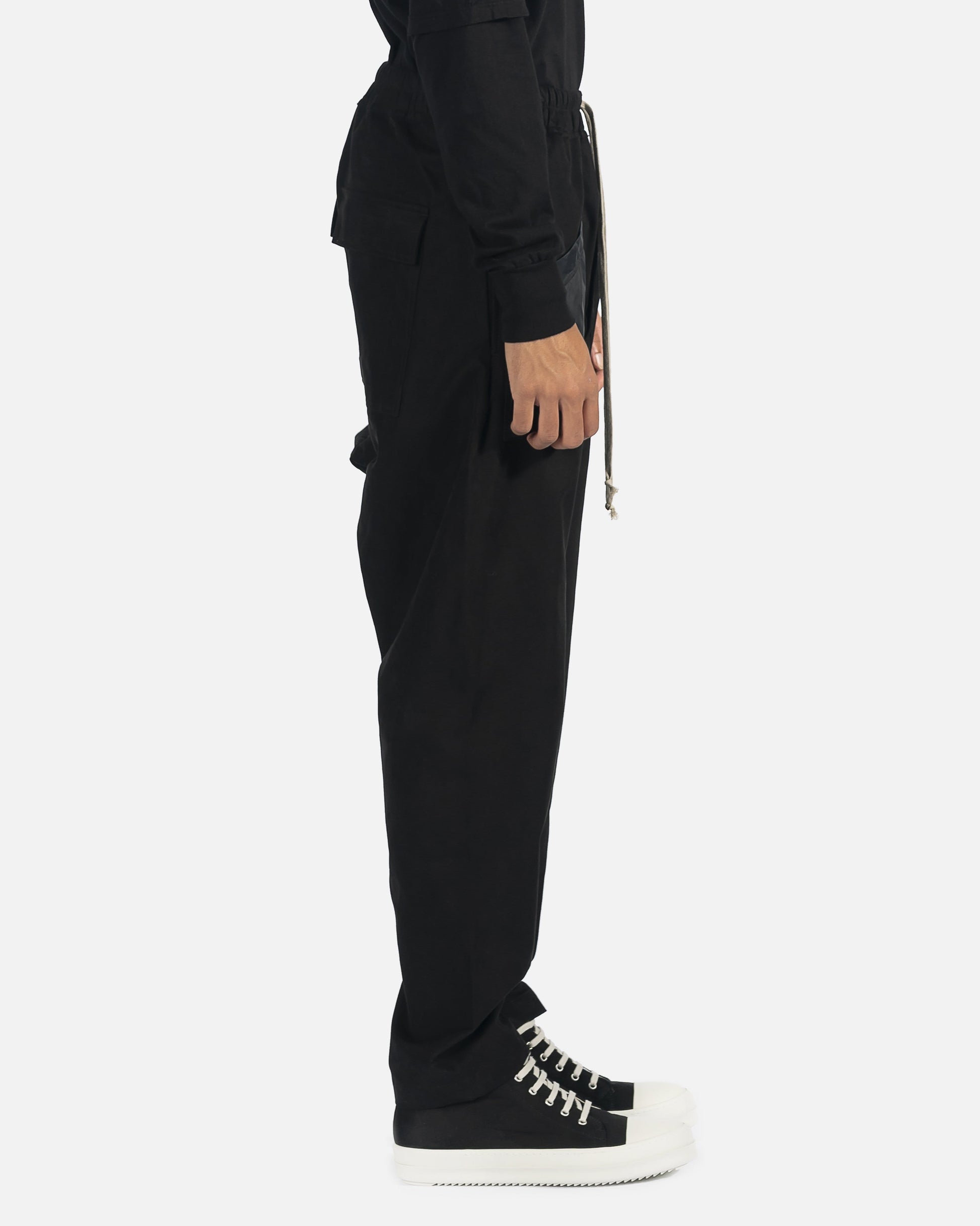 Rick Owens DRKSHDW Men's Pants Cargo Twill Drawstring Pant in Black