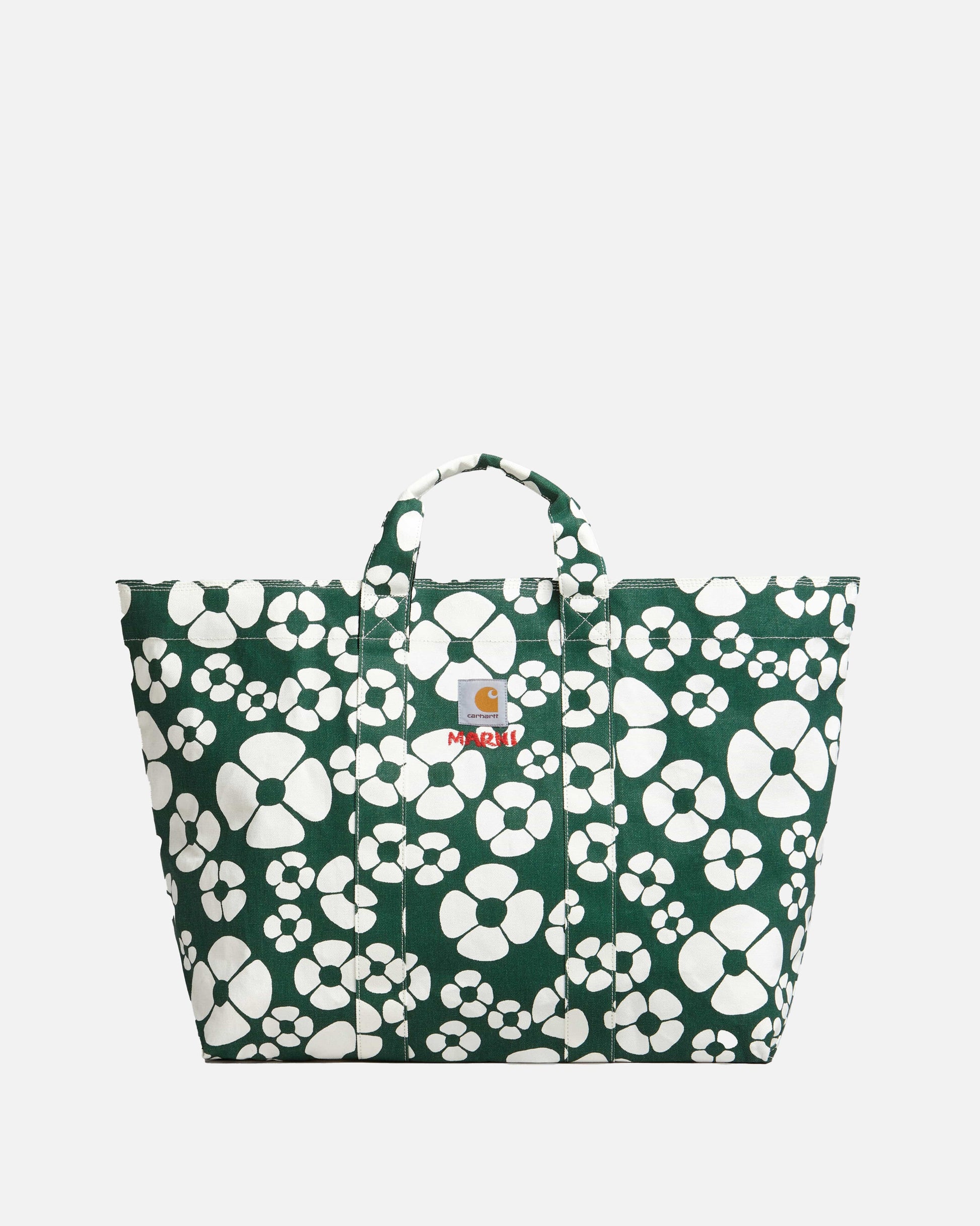 Marni Men's Bags Carhartt Canvas Tote Bag in Forest Green/Stone White