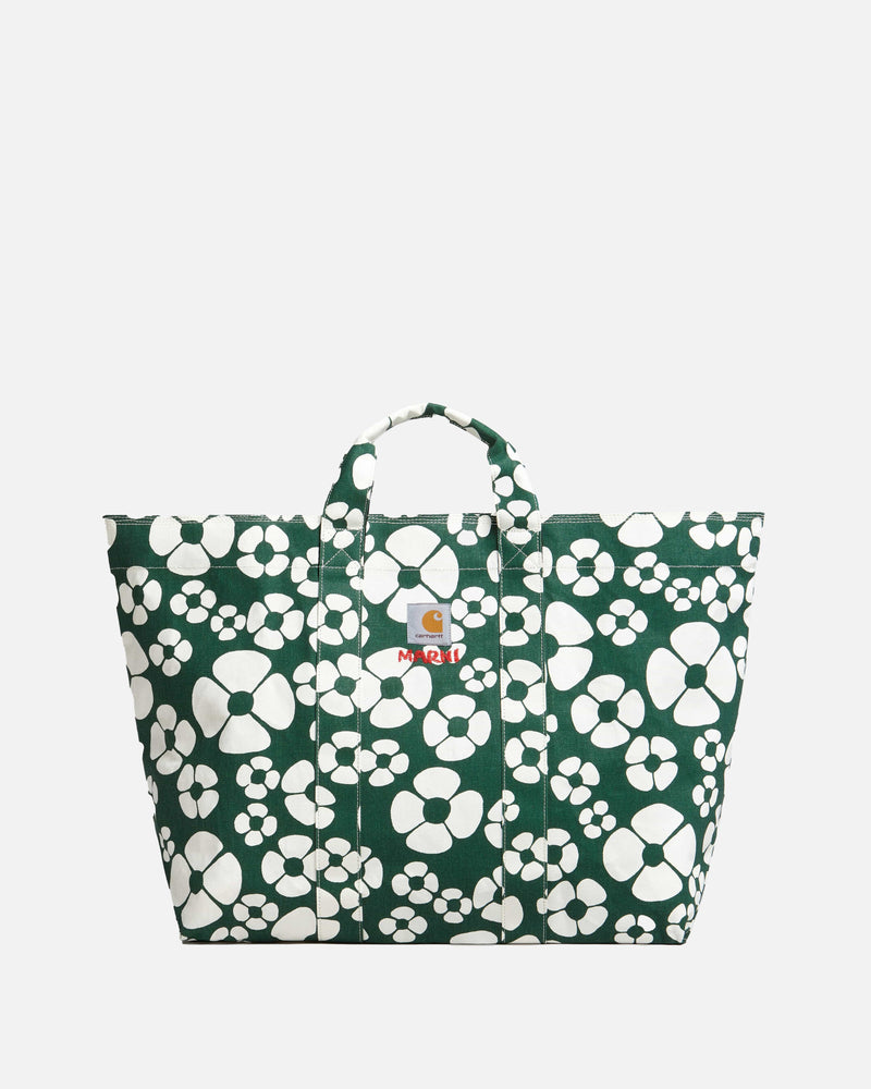 Marni Men's Bags Carhartt Canvas Tote Bag in Forest Green/Stone White