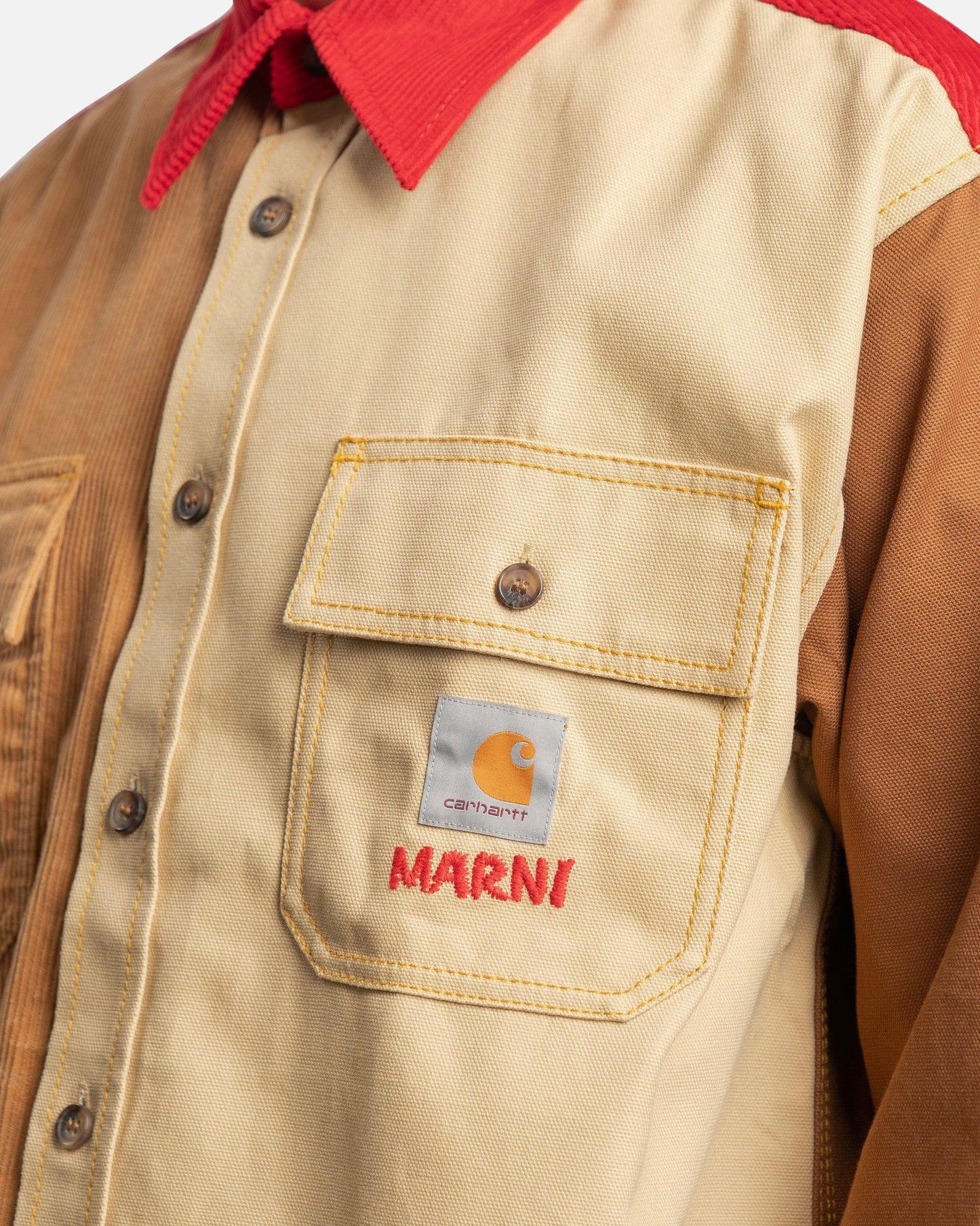Marni Men's Shirt Carhartt Cotton Canvas Shirt in Tobacco