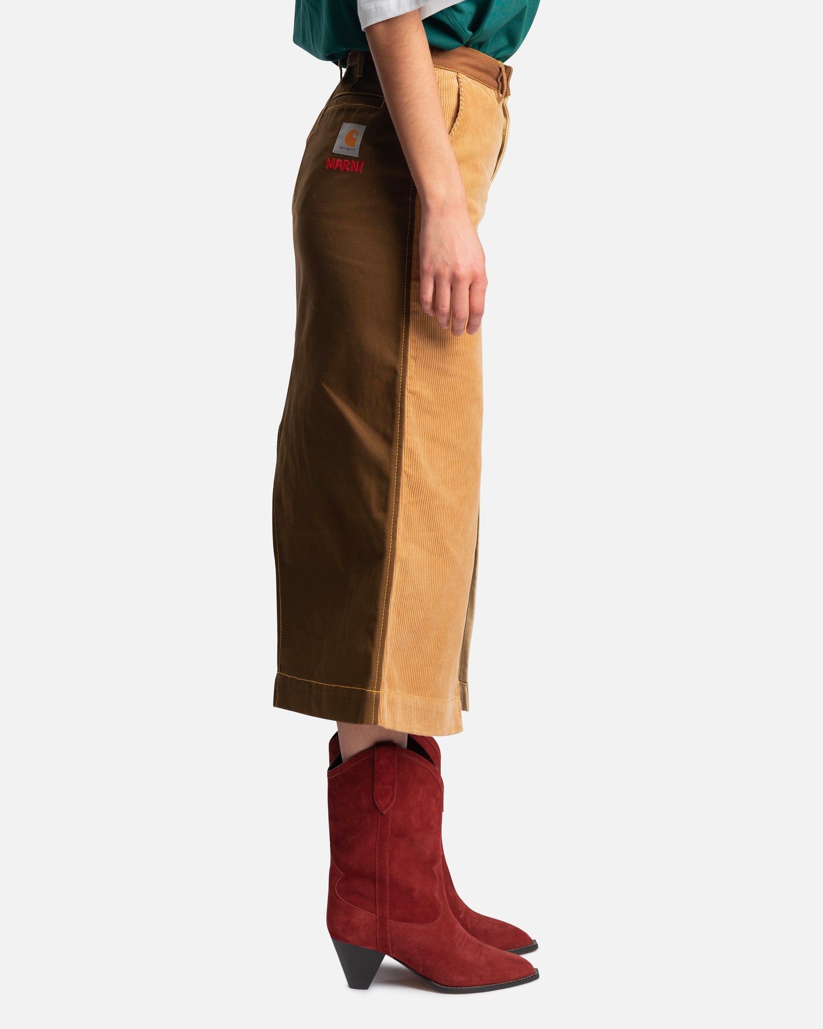 Marni Women Skirts Carhartt Cotton Canvas Skirt in Tobacco