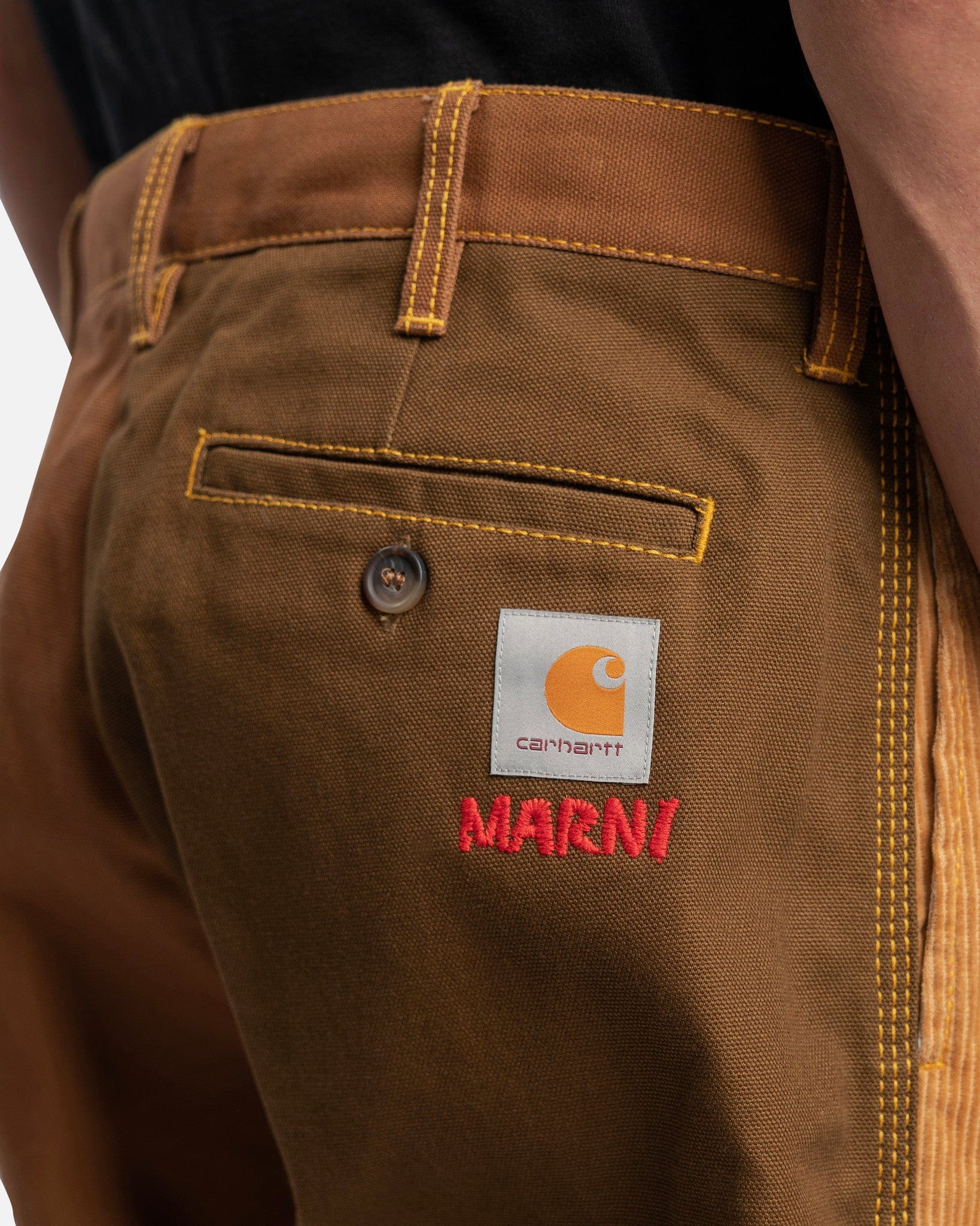 Marni Men's Pants Carhartt Cotton Canvas Trousers in Tobacco