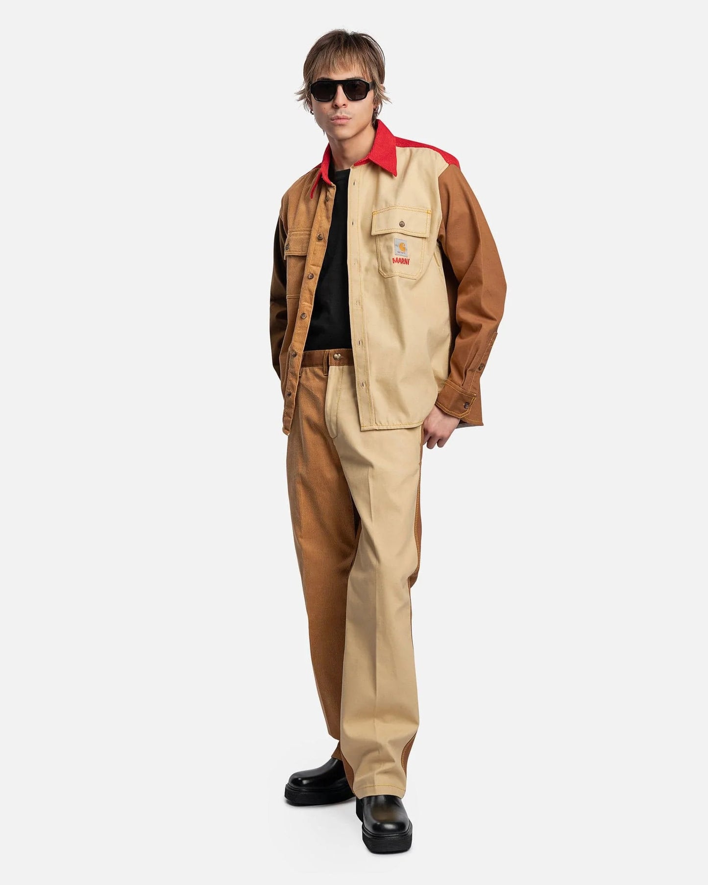 Marni Men's Pants Carhartt Cotton Canvas Trousers in Tobacco