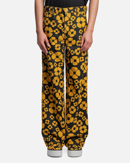 Marni Men's Pants Carhartt Flower Print Cotton Canvas Trousers in Sunflower