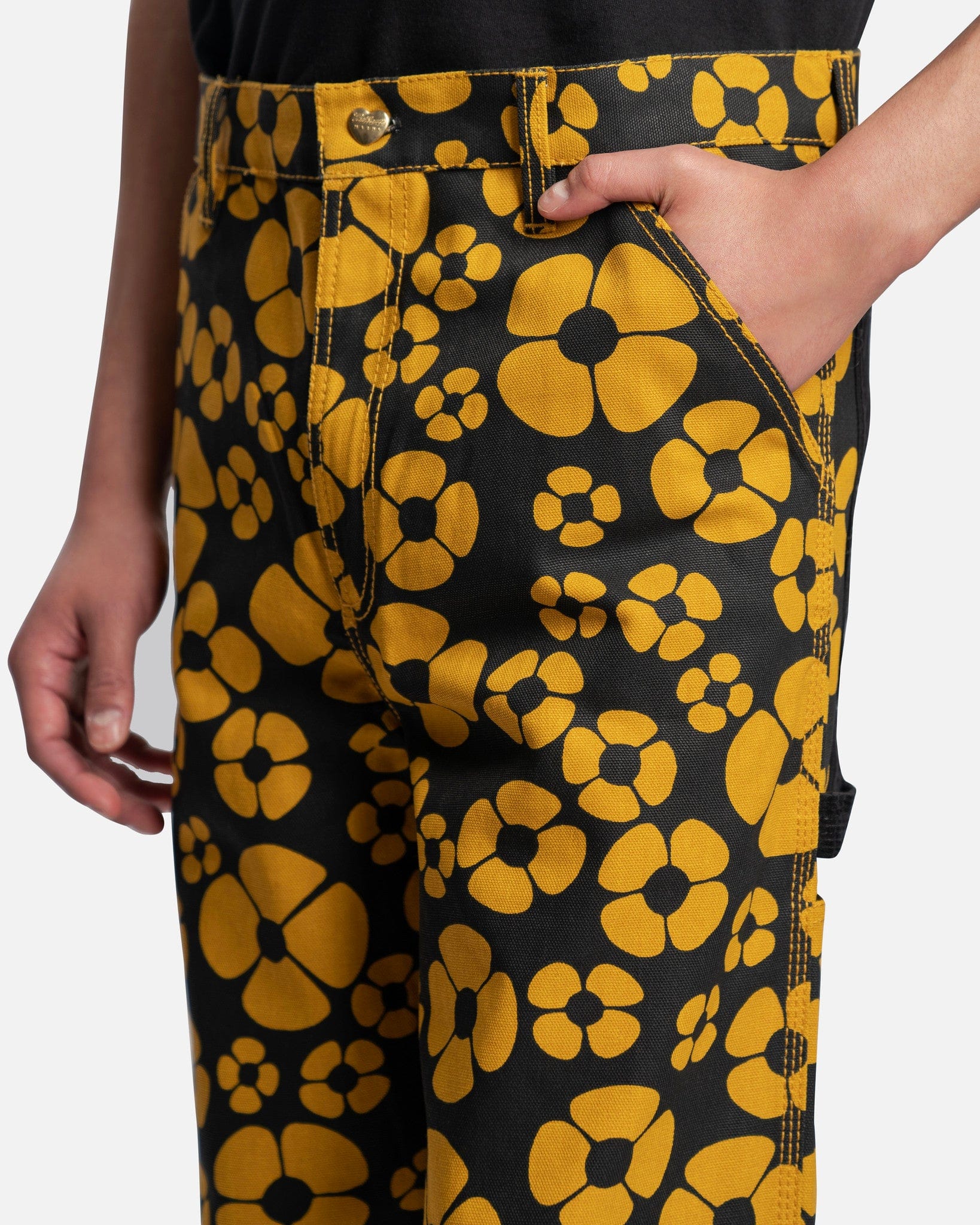 Carhartt WIP Flower Print Cotton Canvas Trousers in Carhartt WIP Flower Print Cotton Canvas Trousers in