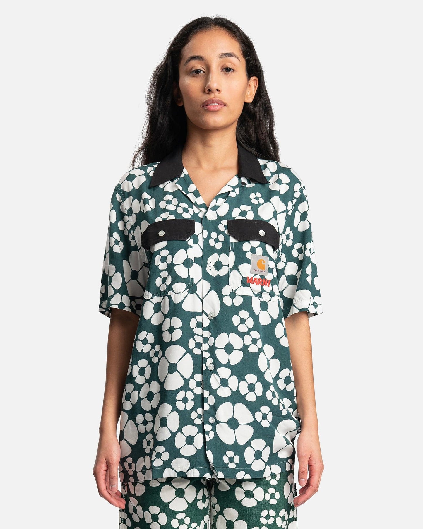 Marni Women Tops Carhartt Flower Print Shirt in Forest Green