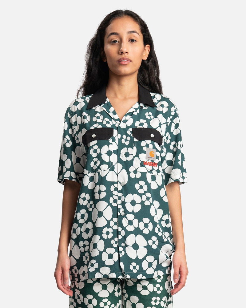 Marni Women Tops Carhartt Flower Print Shirt in Forest Green