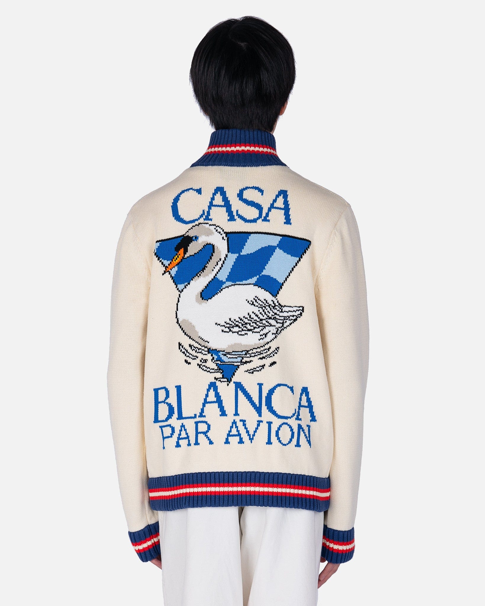 Casa Swan Knit Zip Up Jacket in White – SVRN