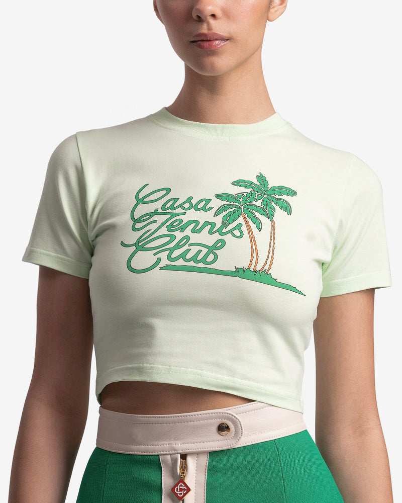 Casablanca Women T-Shirts Casa Tennis Club Baby T-Shirt in Pale Green