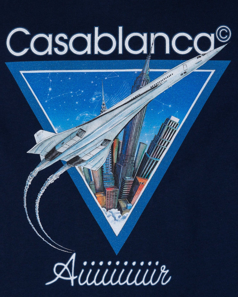 Casablanca Mens T-Shirt Casablanca Aiiiiiir Jersey T-Shirt in Navy