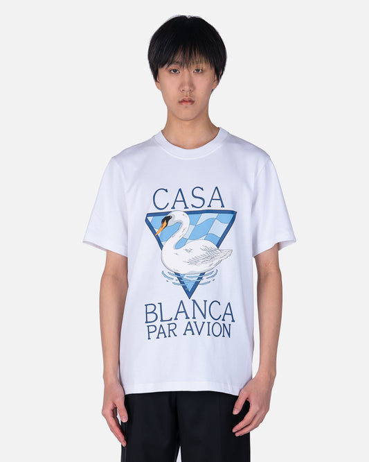 Casablanca Mens T-Shirt Casablanca Par Avion T-Shirt in White